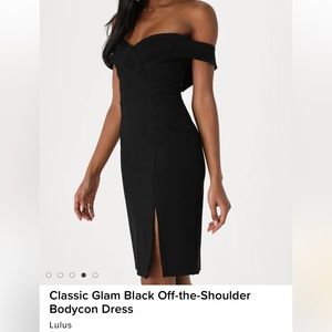 Lulus class gem off the shoulder bodycon dress - black (small)